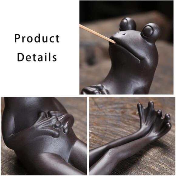 ChangWanna Ceramic Frog Incense Holder - Set of 45 Sandalwood Incense Sticks - Picture 5 of 7
